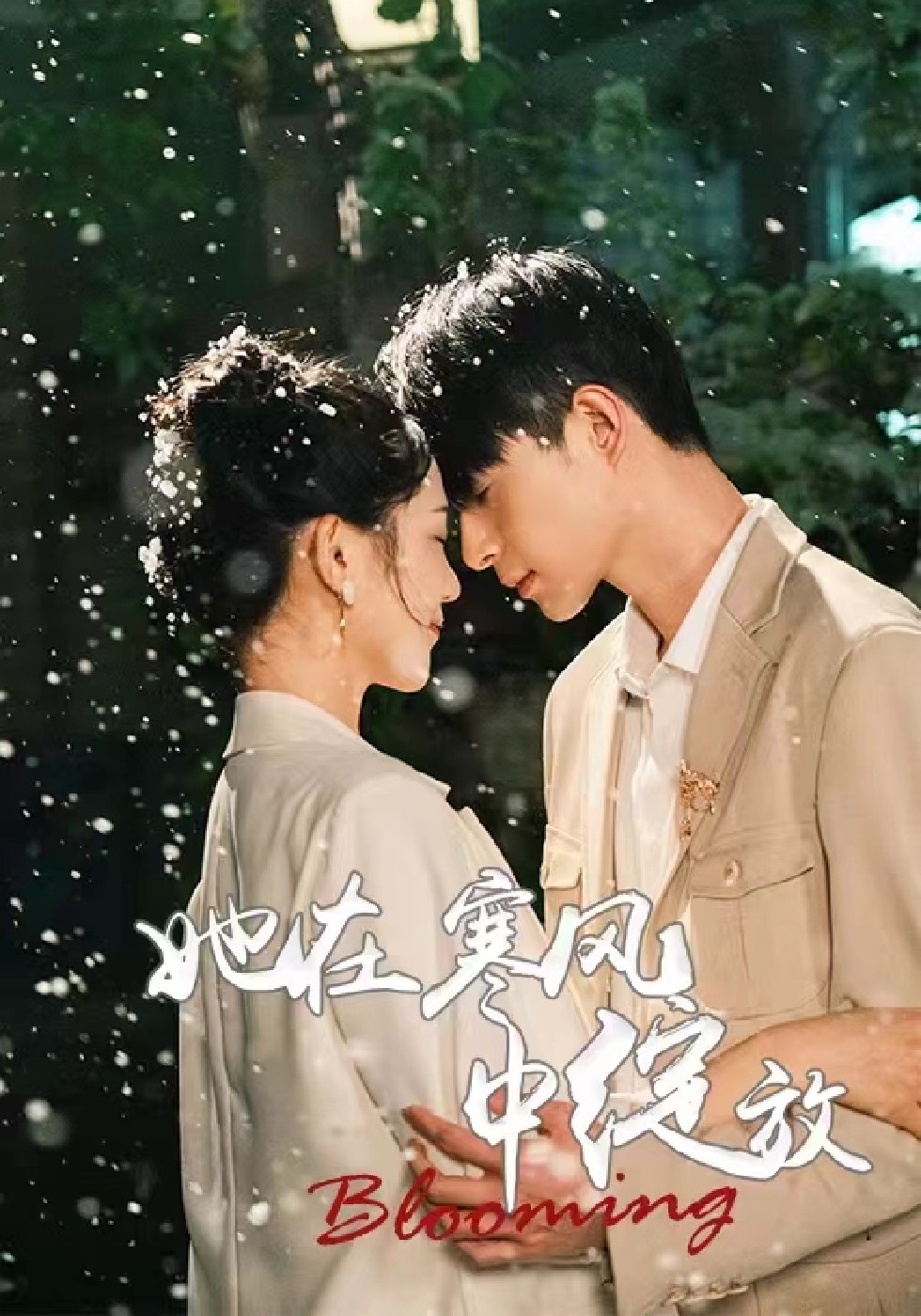 她在寒风中绽放